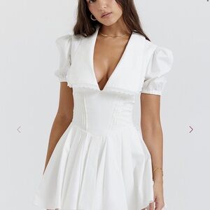 HOUSE OF CB Piera White Pleated Mini Dress